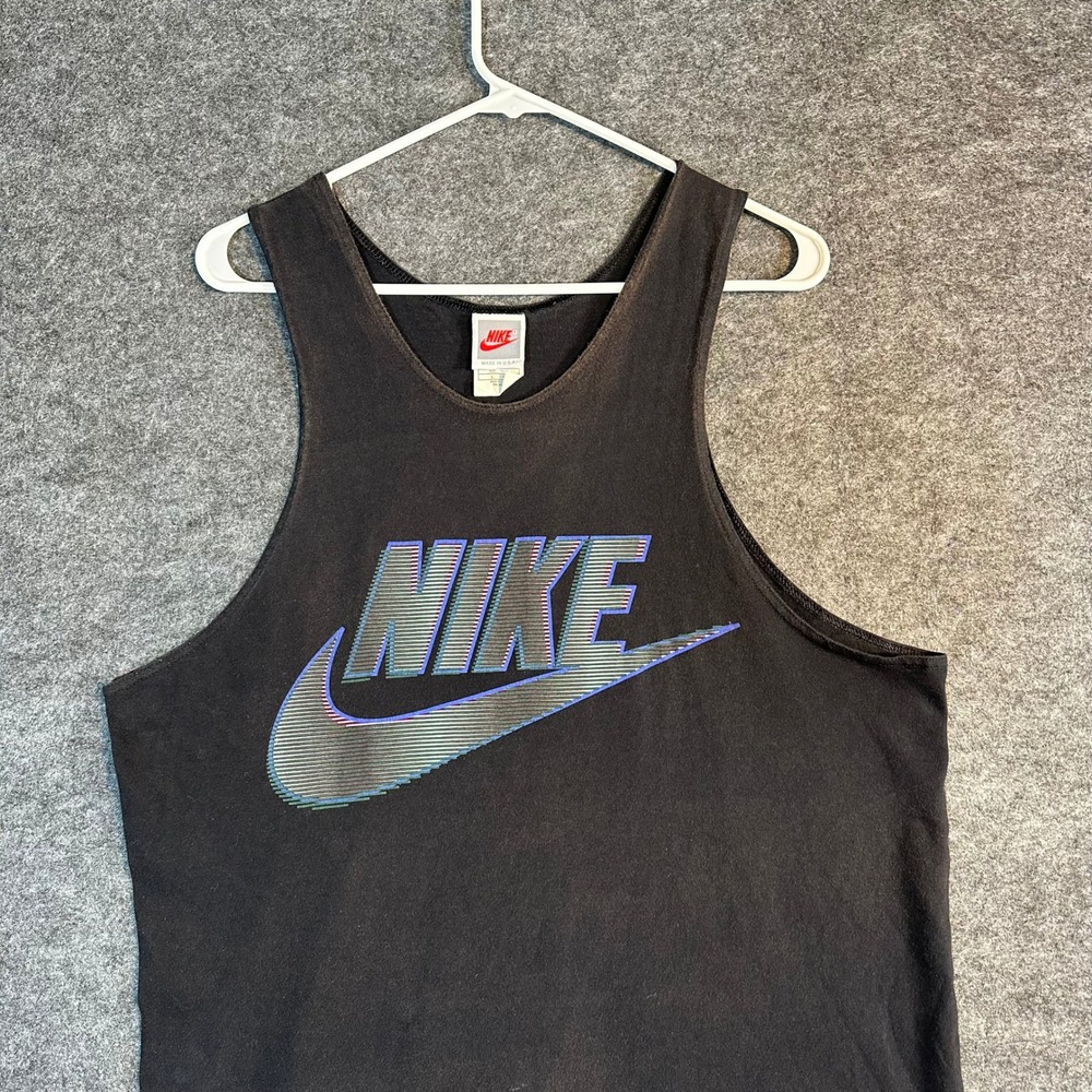 Vintage 90s Nike‎ Single Stitch Hem Tank Top Black Made USA Men's Size Large